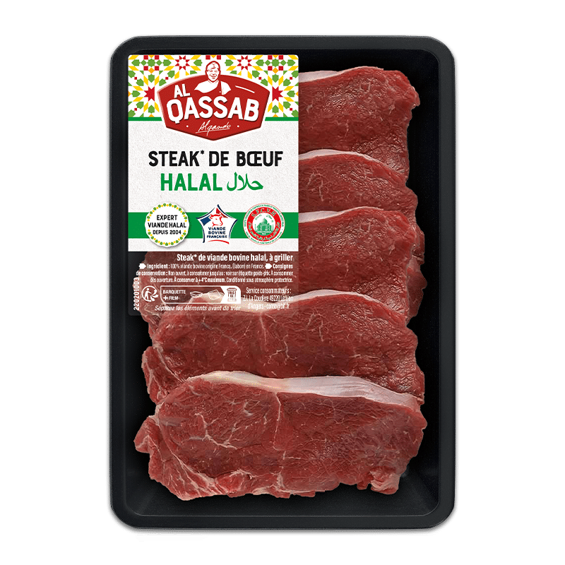 Steak de boeuf halal, de viande bovine, à griller.